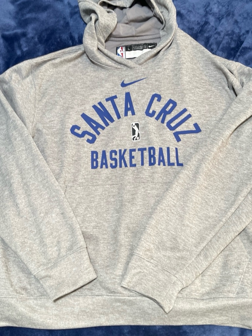 Nike Gray Santa Cruz Basketball Hoodie with Blue Logo